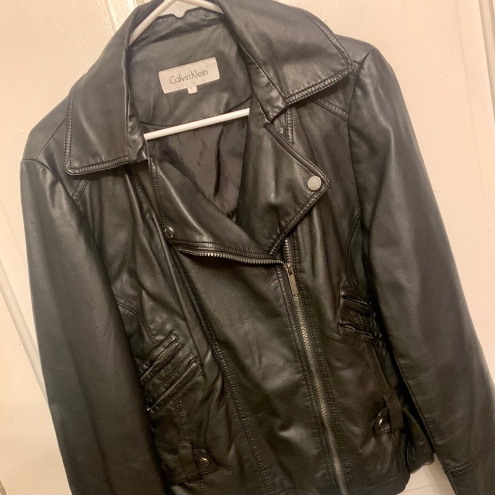 Calvin Klein leather moto large Motorcycle jacket